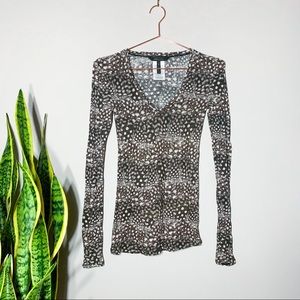 BCBGMAXAZRIA Jan V-Neck Printed Long Sleeve